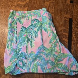 Lilly Pulitzer Tropical Palm Skorts in Pink and Green